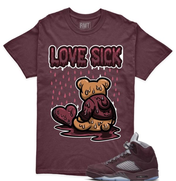 Burgundy 5s Matching shirts, Love Sick Shirt Matching Jordan 5 Burgundy Jezsport.com