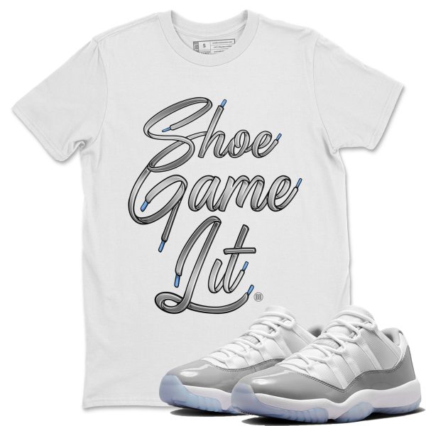 Shoe Game Lit Shoe Lace Unisex Casual T-Shirt - Sneaker T-Shirt To Match 11s White Cement Jezsport.com