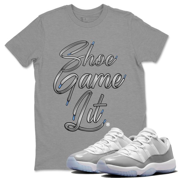 Shoe Game Lit Shoe Lace Unisex Casual T-Shirt - Sneaker T-Shirt To Match 11s White Cement Jezsport.com