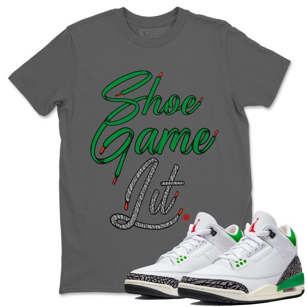 Shoe Game Lit Shoe Lace Unisex Short Sleeve T-Shirt - Shirt To Match 3s Lucky Green Jezsport.com