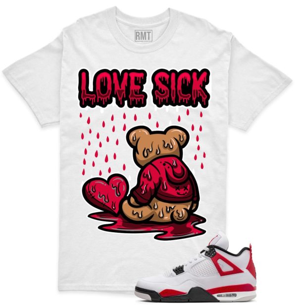 Red Cement 4s Matching Shirts, Love Sick Tee Matching Jordan 4 Red Cement Jezsport.com