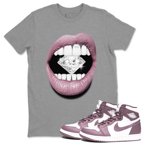 Lips Diamond Unisex Crew Neck Sneaker Matching Tee Shirt To Match 1s Mauve Jezsport.com