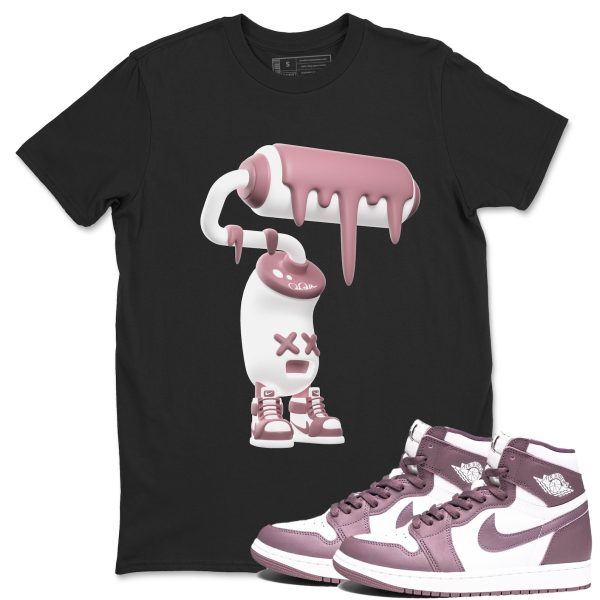 3D Paint Roller Unisex Crew Neck Sneaker Matching Tee Shirt To Match 1s Mauve Jezsport.com