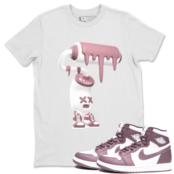 3D Paint Roller Unisex Crew Neck Sneaker Matching Tee Shirt To Match 1s Mauve Jezsport.com