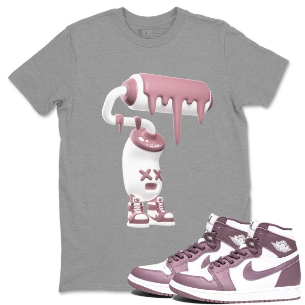 3D Paint Roller Unisex Crew Neck Sneaker Matching Tee Shirt To Match 1s Mauve Jezsport.com