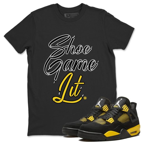 Shoe Game Lit Shoe Lace Unisex Crew Neck Sneaker Matching Tee Shirt To Match 4s Thunder Jezsport.com