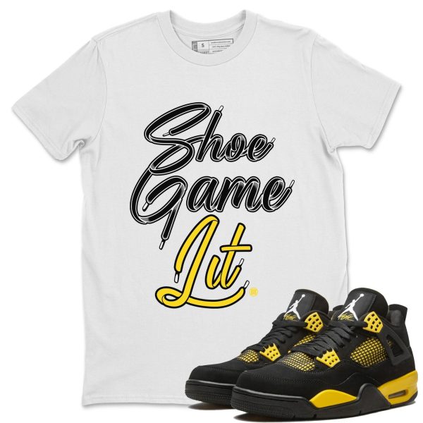 Shoe Game Lit Shoe Lace Unisex Crew Neck Sneaker Matching Tee Shirt To Match 4s Thunder Jezsport.com