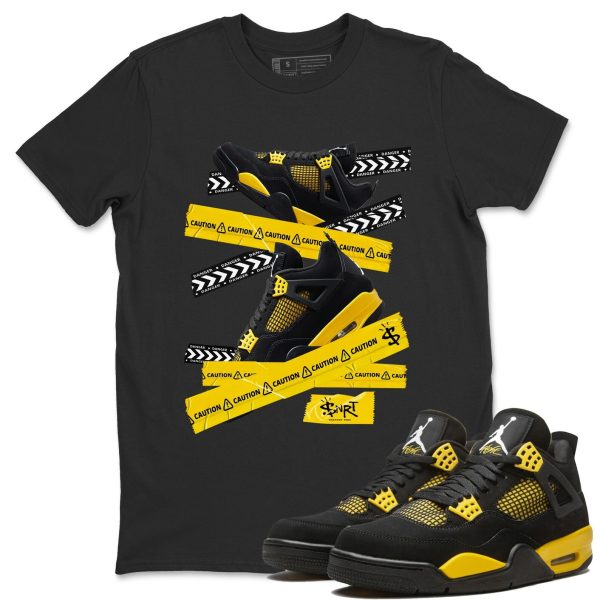 Caution Tape Unisex Crew Neck Sneaker Matching Tee Shirt To Match 4s Thunder Jezsport.com