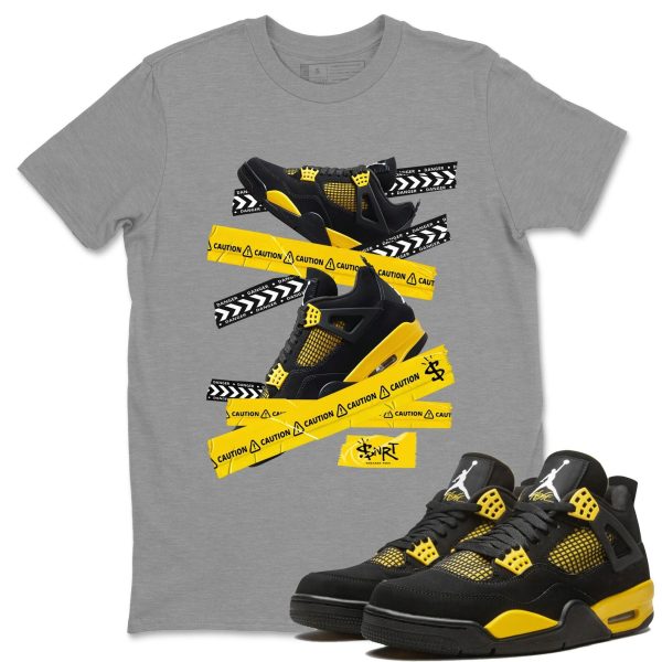 Caution Tape Unisex Crew Neck Sneaker Matching Tee Shirt To Match 4s Thunder Jezsport.com