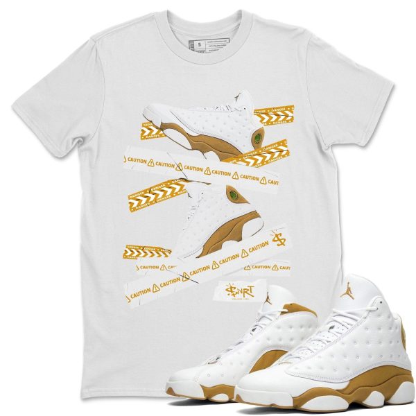 Caution Tape Unisex Crew Neck Sneaker Matching Tee Shirt To Match 13s Wheat Jezsport.com