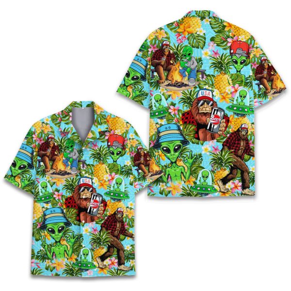 Bigfoot And Alien Hawaiian Shirt, Summer For Men and Women Jezsport.com