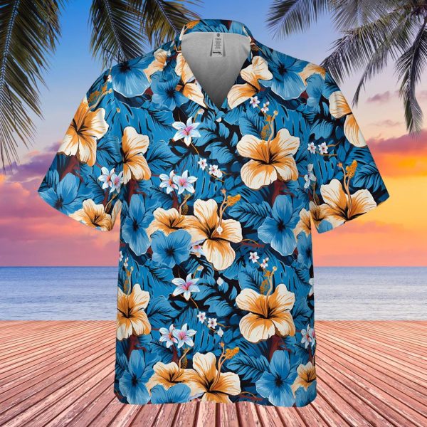 Blue Hawaiian Dress Shirt, Summer For Men and Women Jezsport.com