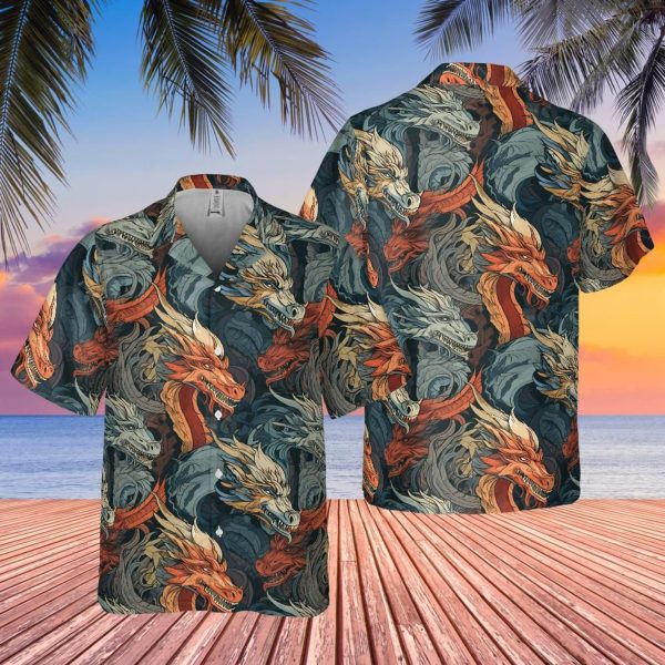 Fantasy Dragon Print Mens Hawaiian Shirt, Summer For Men and Women Jezsport.com