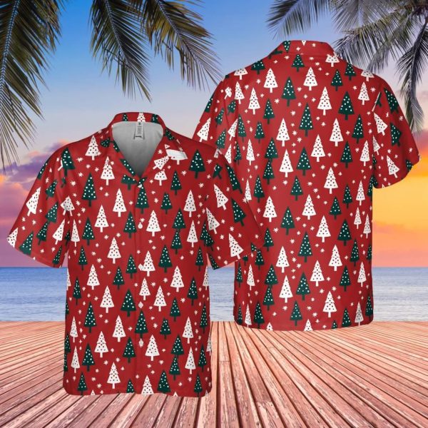 Red Christmas Tree Hawaiian Style Shirt, Summer For Men and Women Jezsport.com