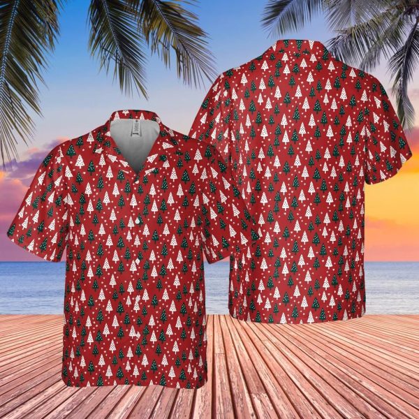 Red Christmas Tree Hawaiian Style Shirt, Summer For Men and Women Jezsport.com