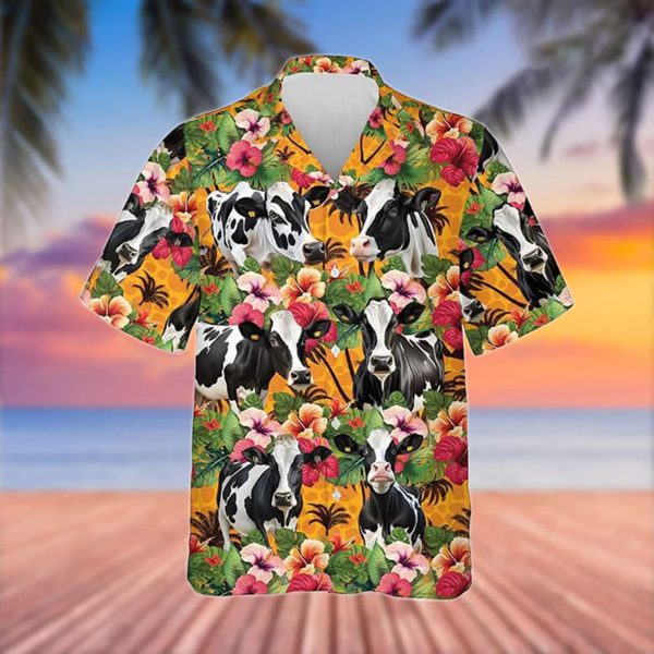 Holstein Cattle 3D Hawaiian Shirt, Summer Shirt For Men and Women Jezsport.com