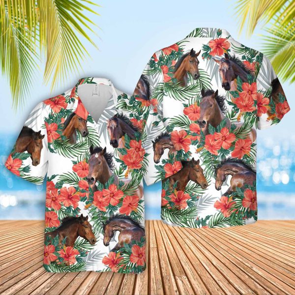 Horse Hawaiian Flowers Hawaiian Shirt, Summer Shirt For Men and Women Jezsport.com