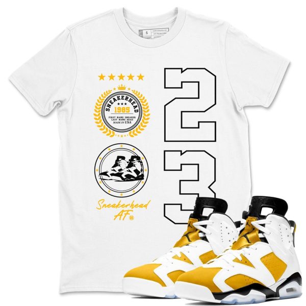 Sneaker Emblem Sneaker Tee - Shirt To Match Jordans 6s Yellow Ochre Jezsport.com