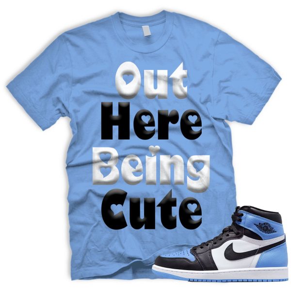 CUTE Blue T Shirt To Match UNC University Blue Toe 1 Retro High Black White Jezsport.com