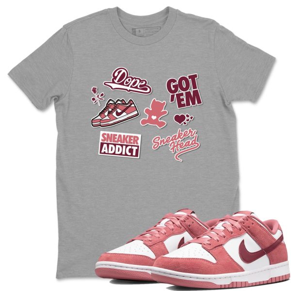 Sneakerhead Sticker Unisex Crew Neck Sneaker Matching Tee Shirt To Match Dunks Valentine's Day 2024 Jezsport.com