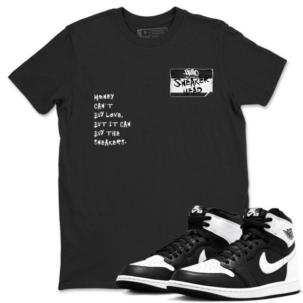 Sneakerhead Badge Unisex Crew Neck Cotton Streetwear Brand 1s Black White Shirts To Match Sneakers Jezsport.com