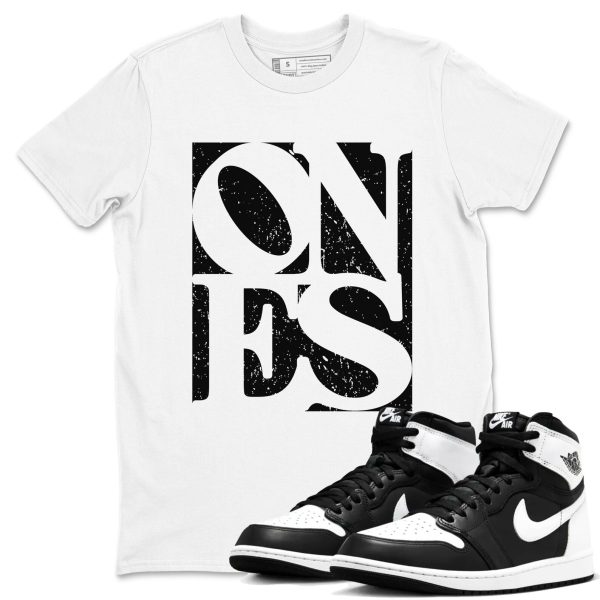 Ones Unisex Crew Neck Cotton Streetwear Brand 1s Black White Shirts To Match Sneakers Jezsport.com