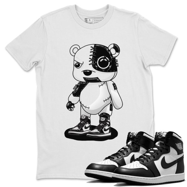 Cyborg Bear Unisex Crew Neck Cotton Streetwear Brand 1s Black White Shirts To Match Sneakers Jezsport.com