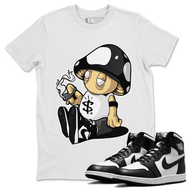 Mushrooms Unisex Crew Neck Cotton Streetwear Brand 1s Black White Shirts To Match Sneakers Jezsport.com