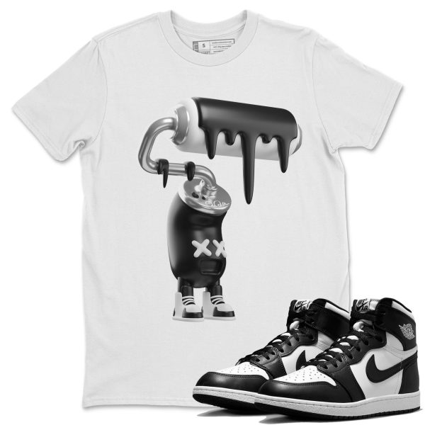 3D Paint Roller Unisex Crew Neck Cotton Streetwear Brand 1s Black White Shirts To Match Sneakers Jezsport.com