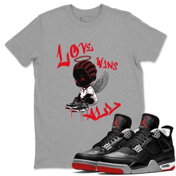 Love Wins All Unisex Crew Neck Cotton Streetwear Brand 4s Bred Reimagined Shirts To Match Sneakers Jezsport.com