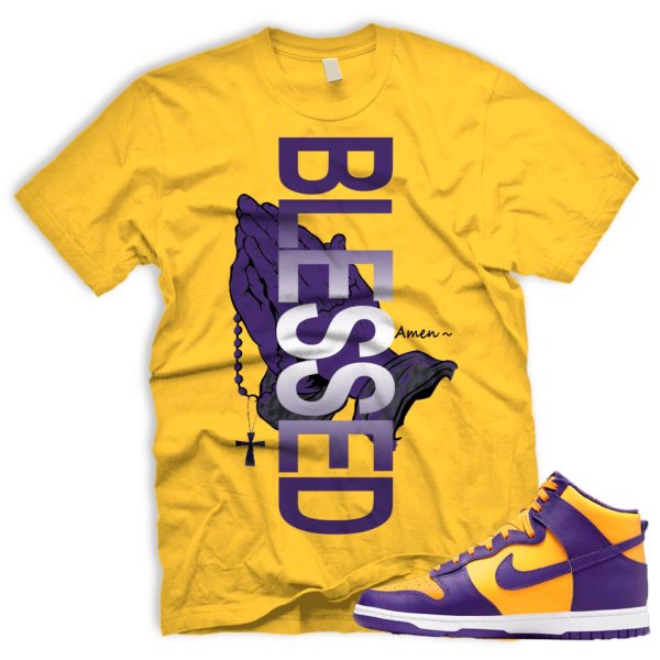 BLESSDHANDS T Shirt To Match Dunk High Court Purple Team Gold 95 Jezsport.com