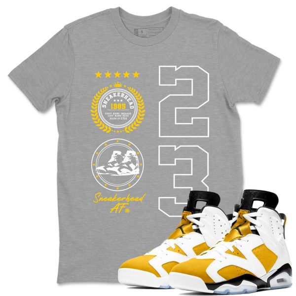 Sneaker Emblem Sneaker Tee - Shirt To Match Jordans 6s Yellow Ochre Jezsport.com