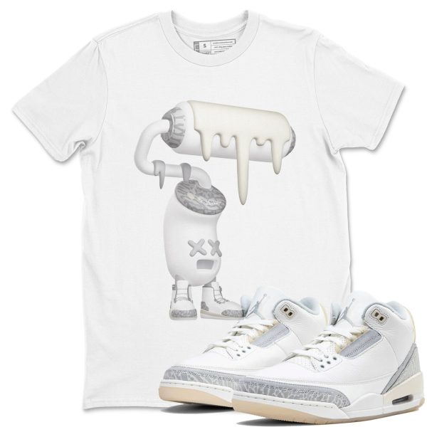 3D Paint Roller Sneaker Tee - Unisex Cotton Sneaker Shirts To Match Jordans 3s Craft Ivory Jezsport.com