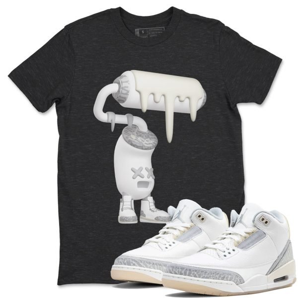 3D Paint Roller Sneaker Tee - Unisex Cotton Sneaker Shirts To Match Jordans 3s Craft Ivory Jezsport.com