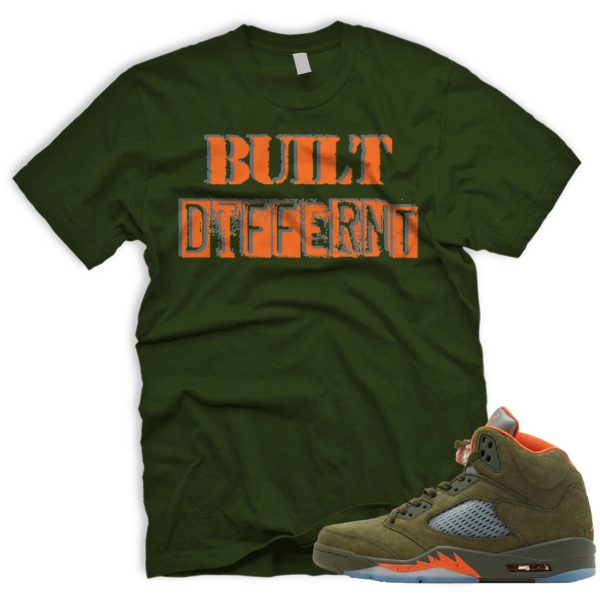 BD T Shirt To Match Air J 5 Army Olive Solar Orange Jezsport.com