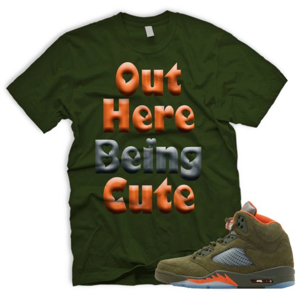 CUTE T Shirt To Match Air J 5 Army Olive Solar Orange Jezsport.com