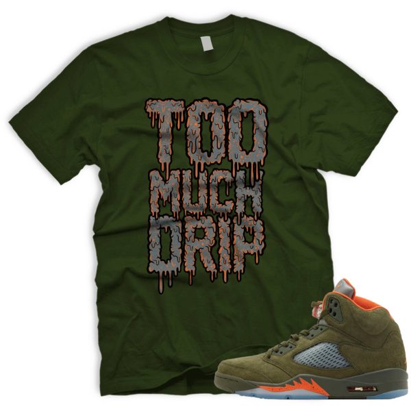 DRIP T Shirt To Match Air J 5 Army Olive Solar Orange Jezsport.com