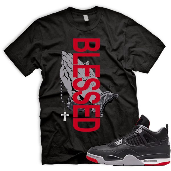 BLESSEDHANDS T Shirt To Match Air J 4 Bred Reimagined Black Cement Grey Varsity Red Summit White Jezsport.com