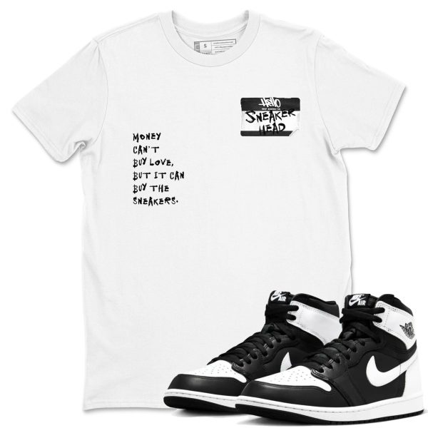 Sneakerhead Badge Unisex Crew Neck Cotton Streetwear Brand 1s Black White Shirts To Match Sneakers Jezsport.com