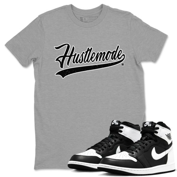 Hustle Mode Unisex Crew Neck Cotton Streetwear Brand 1s Black White Shirts To Match Sneakers Jezsport.com