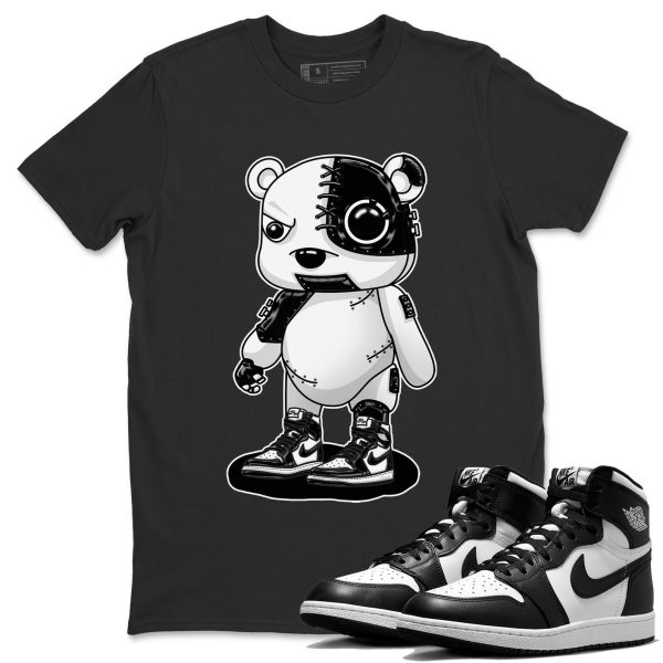 Cyborg Bear Unisex Crew Neck Cotton Streetwear Brand 1s Black White Shirts To Match Sneakers Jezsport.com