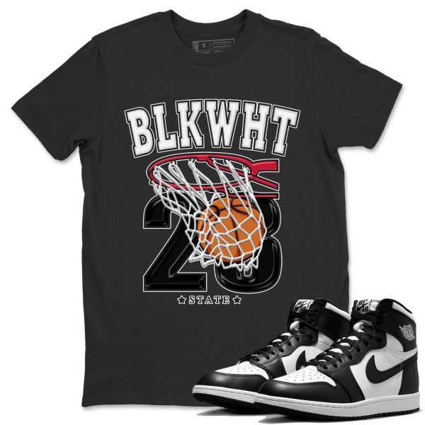 Basketball Unisex Crew Neck Cotton Streetwear Brand 1s Black White Shirts To Match Sneakers Jezsport.com