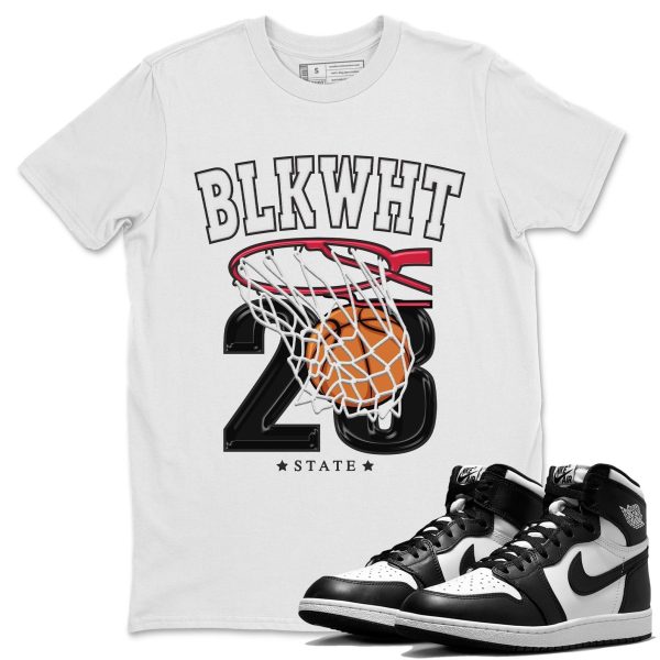 Basketball Unisex Crew Neck Cotton Streetwear Brand 1s Black White Shirts To Match Sneakers Jezsport.com