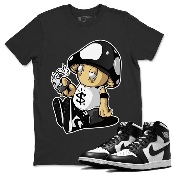 Mushrooms Unisex Crew Neck Cotton Streetwear Brand 1s Black White Shirts To Match Sneakers Jezsport.com