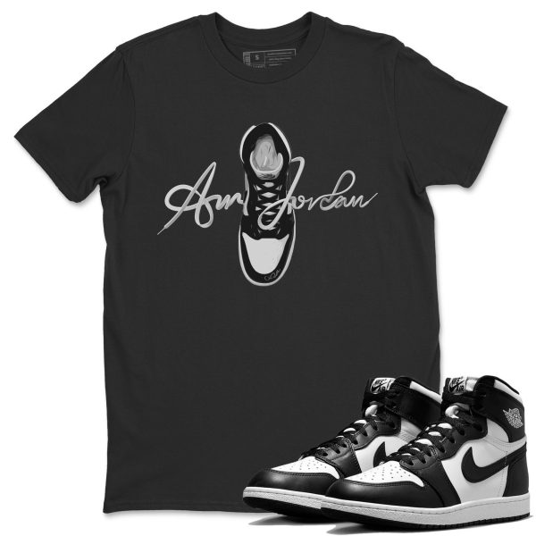 Caligraphy Shoe Lace Unisex Crew Neck Cotton Streetwear Brand 1s Black White Shirts To Match Sneakers Jezsport.com