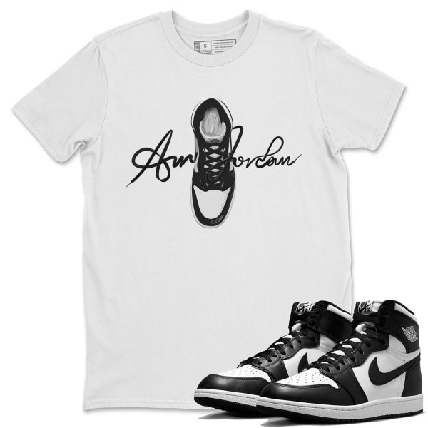 Caligraphy Shoe Lace Unisex Crew Neck Cotton Streetwear Brand 1s Black White Shirts To Match Sneakers Jezsport.com