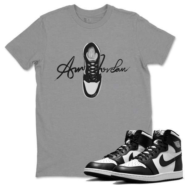 Caligraphy Shoe Lace Unisex Crew Neck Cotton Streetwear Brand 1s Black White Shirts To Match Sneakers Jezsport.com