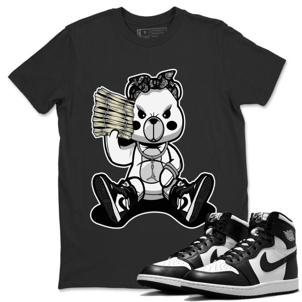 Bad Baby Bear Unisex Crew Neck Cotton Streetwear Brand 1s Black White Shirts To Match Sneakers Jezsport.com