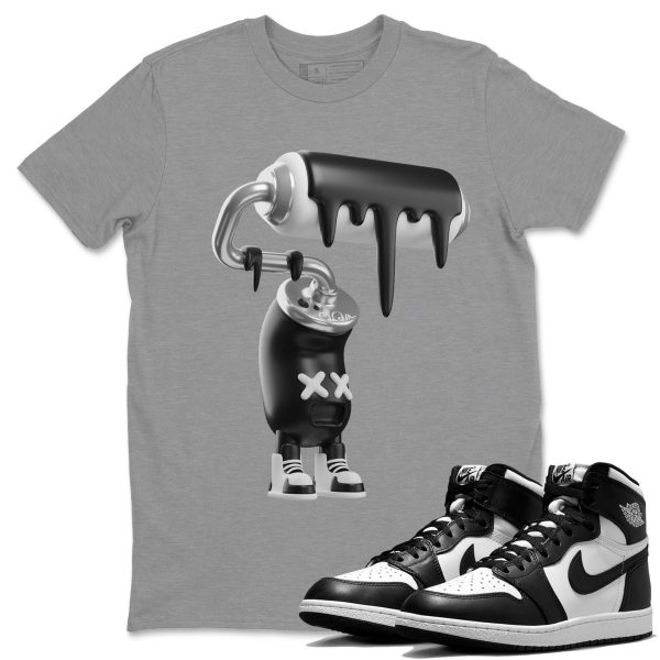 3D Paint Roller Unisex Crew Neck Cotton Streetwear Brand 1s Black White Shirts To Match Sneakers Jezsport.com