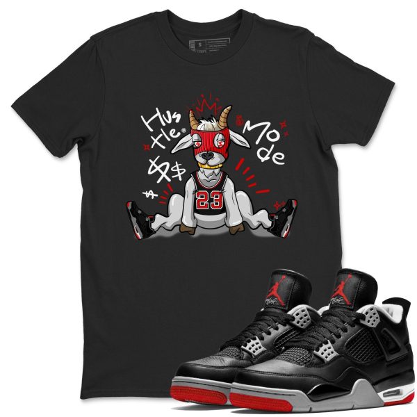 Hustle Goat Unisex Crew Neck Cotton Streetwear Brand 4s Bred Reimagined Shirts To Match Sneakers Jezsport.com